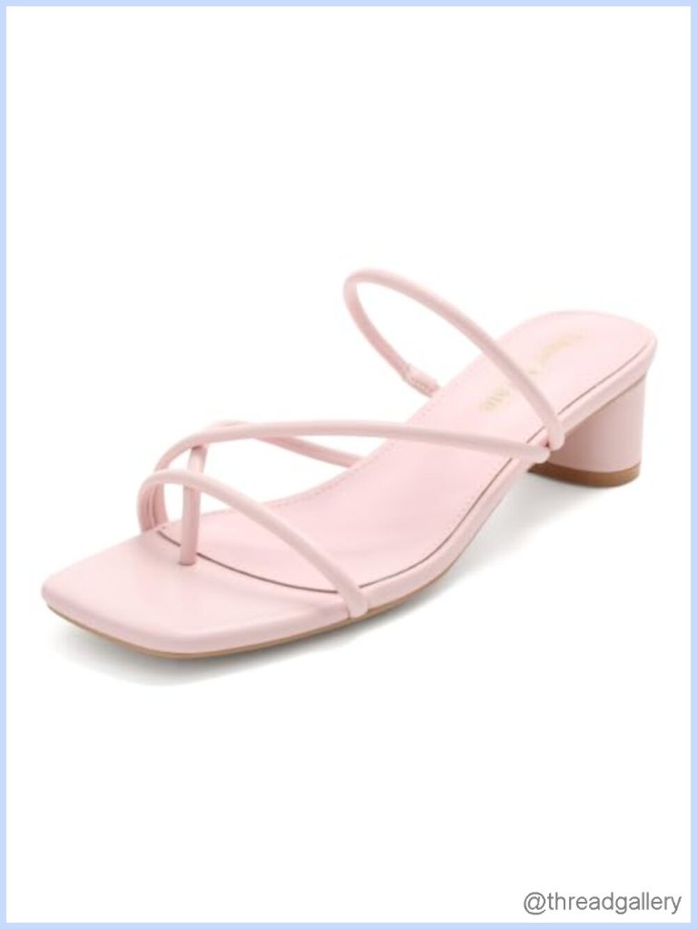 Faux Leather Strappy Heeled Sandals Square Toe Slip On Mules